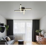 Plafonieră, plastic negru mat, plastic negru mat, plastic opal, pivotant / pivotant, profile hexagonale, LxWxH: 500x500x88mm, incl. LED 24W 230V, sursă 2490lm, ieșire 1470lm, 3000K - imagine 2