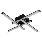 Plafonieră, plastic negru mat, plastic negru mat, plastic opal, pivotant / pivotant, profile hexagonale, LxWxH: 500x500x88mm, incl. LED 24W 230V, sursă 2490lm, ieșire 1470lm, 3000K - imagine 3