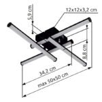 Plafonieră, plastic negru mat, plastic negru mat, plastic opal, pivotant / pivotant, profile hexagonale, LxWxH: 500x500x88mm, incl. LED 24W 230V, sursă 2490lm, ieșire 1470lm, 3000K - imagine 6