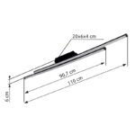 Plafonieră metal negru mat, plastic negru mat, plastic opal, profile hexagonale, LxLxH: 1100x60x66mm, incl. LED 24W 230V, sursă 2530lm, ieșire 1800lm, 3000K - imagine 5