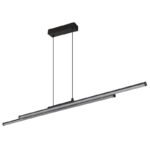 Suspensie metal negru mat, plastic negru mat, plastic opal, înălțimea poate fi scurtată, profile hexagonale, LxLxA: 1100x60x1200mm, incl. LED 24W 230V, sursă 2530lm, ieșire 1800lm, 3000K - imagine 3
