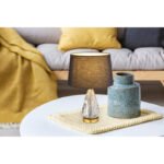 Lampă de masă metal alamă mată, textil negru, cablu textil șampanie, întrerupător pe cablu, bază metalică cu aspect de marmură, ø: 350mm, H: 540mm, lungime cablu 1500mm, fără 1x E27 40W 230V - imagine 2