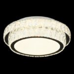 Plafonieră din metal cromat, cristale K5 transp., cristale acrilice transp., dimmabilă, mai multe niveluri prin comutator de perete, funcție de memorie, telecomandă, ø:400mm H:115mm, LED 38W 230V, sursă 633-5033lm, ieșire 358-2818lm, CCT 2700-6000K - imagine 3