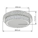 Plafonieră din metal cromat, cristale K5 transp., cristale acrilice transp., dimmabilă, mai multe niveluri prin comutator de perete, funcție de memorie, telecomandă, ø:400mm H:115mm, LED 38W 230V, sursă 633-5033lm, ieșire 358-2818lm, CCT 2700-6000K - imagine 6