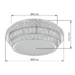Plafonieră din metal cromat, cristale K5 transp., cristale acrilice transp., dimmabilă, mai multe niveluri prin comutator de perete, funcție de memorie, telecomandă, ø:500mm H:155mm, LED 48W 230V, sursă 680-5962lm, ieșire 380-3400lm, CCT 2700-6000K - imagine 6