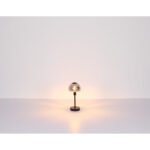 Lampă de masă din metal negru mat, sticlă de culoare fumurie, cablu PVC negru, touch on/off, ø: 150mm, H: 320mm, lungime cablu 1500mm, fără 1x E14 25W 230V - imagine 5