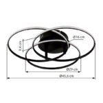 Plafonieră metal negru mat, aluminiu negru mat, plastic opal, rotativă/orientabilă, ø: 456mm, H: 94mm, incl. LED 40W 230V, sursă 4680lm, ieșire 2920lm, 4000K - imagine 6
