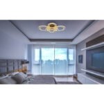 Plafonieră metal negru mat, antracit mat, cristale din plastic transparente, dimmabilă, mai multe niveluri prin comutator de perete, funcție de memorie, telecomandă,  780x560x120mm, LED 60W 230V, sursă 875-7500lm, ieșire 343-3000lm, 2700-6000K - imagine 2