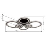 Plafonieră metal negru mat, antracit mat, cristale din plastic transparente, dimmabilă, mai multe niveluri prin comutator de perete, funcție de memorie, telecomandă,  780x560x120mm, LED 60W 230V, sursă 875-7500lm, ieșire 343-3000lm, 2700-6000K - imagine 6