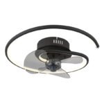 Ventilator de tavan metal/aluminiu negru mat, plastic opal, dimmable, mai multe niveluri prin comutator de perete, telecomandă, 20m², ø: 450mm, H: 139mm, ø lamă: 28 cm, incl. LED 30W 230V, sursă 215-3370lm, ieșire 105-1660lm, CCT 2700-6500K
