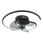 Ventilator de tavan metal/aluminiu negru mat, plastic opal, dimmable, mai multe niveluri prin comutator de perete, telecomandă, 20m², ø: 450mm, H: 139mm, ø lamă: 28 cm, incl. LED 30W 230V, sursă 215-3370lm, ieșire 105-1660lm, CCT 2700-6500K - imagine 5