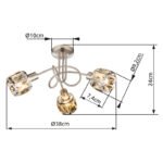 Plafoniera nichel mat, crom, cristale de sticlă transparentă, D: 380, H: 240, excl 3xE14 40W 230V - imagine 5