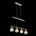 Suspensie nichel mat, crom, cristale de sticlă transparentă, reglabil pe înălțime, LxWxH: 600x92x1600, excl 4xE14 40W 230V - imagine 2