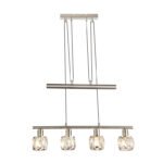 Suspensie nichel mat, crom, cristale de sticlă transparentă, reglabil pe înălțime, LxWxH: 600x92x1600, excl 4xE14 40W 230V - imagine 3