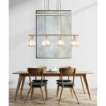 Suspensie nichel mat, crom, cristale de sticlă transparentă, reglabil pe înălțime, LxWxH: 600x92x1600, excl 4xE14 40W 230V - imagine 5