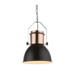 Suspensie, metal culoare cupru, negru, cablu textil negru, D: 270, H: 1200, excl 1xE27 40W 230V - imagine 3