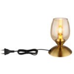 Lampă de masă din metal alamă mată, sticlă de culoare chihlimbar, cablu PVC negru, touch on/off, ø: 125mm, H: 180mm, lungime cablu 1500mm, fără 1x E14 25W 230V - imagine 4