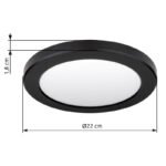Plafoniera plastic negru, plastic alb, CCT prin comutator, în partea din spate e iluminat, pentru intrerupator, culorile pot fi fixate, D: 220, H: 18, incl. 1xLED 18W 230V, sursă 1800lm, ieșire 1500lm, CCT 3.000-4000-6.500 - imagine 5