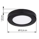 Plafoniera plastic negru, plastic alb, CCT prin comutator, prin partea din spate a corpului de iluminat se poate comuta / fixa culorile, D: 125, H: 18, incl. 1xLED 6W 230V, sursă 610lm, ieșire 400lm, CCT 3.000-4000-6.500 - imagine 6