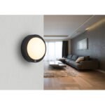 Plafonieră LED plastic negru mat, plastic opal, touch on/off, touch dimmer, excl. adaptor, USB-A 2.0/USB-C, luminează în timpul încărcării, cu magnet pentru montare ușoară pe perete, ø: 150mm, H:50mm, incl. LED 1.2W 230V, sursă 220lm, ieșire 130lm, 3000K