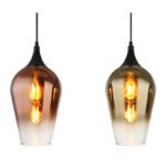 Lampă suspendată metal negru mat, sticlă de culoare cupru, aurie, cromată, cablu textil negru, înălțimea poate fi redusă, LxLxA: 830x180x1200mm, excl. 3x E27 60W 230V - imagine 5