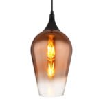 Lampă suspendată metal negru mat, sticlă de culoare cupru, cablu textil negru, înălțimea poate fi scurtată, ø: 180mm, H: 1200mm, fără 1x E27 60W 230V - imagine 4