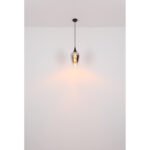Lampă suspendată metal negru mat, sticlă de culoare cupru, cablu textil negru, înălțimea poate fi scurtată, ø: 180mm, H: 1200mm, fără 1x E27 60W 230V - imagine 5