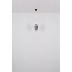 Lampă suspendată metal negru mat, sticlă de culoare cupru, cablu textil negru, înălțimea poate fi scurtată, ø: 180mm, H: 1200mm, fără 1x E27 60W 230V - imagine 6