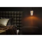 Lampă suspendată metal negru mat, sticlă cromată, cablu textil negru, înălțimea poate fi redusă, ø: 180mm, H: 1200mm, excl. 1x E27 60W 230V