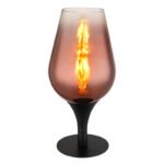 Lampă de masă din metal negru mat, sticlă de culoare cupru, gradient transparent, cablu textil negru, întrerupător pe cablu, ø: 150mm, H: 310mm, lungime cablu 1500mm, fără 1x E27 40W 230V