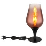 Lampă de masă din metal negru mat, sticlă de culoare cupru, gradient transparent, cablu textil negru, întrerupător pe cablu, ø: 150mm, H: 310mm, lungime cablu 1500mm, fără 1x E27 40W 230V - imagine 4