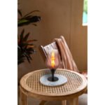 Lampă de masă din metal negru mat, sticlă de culoare cupru, gradient transparent, cablu textil negru, întrerupător pe cablu, ø: 150mm, H: 310mm, lungime cablu 1500mm, fără 1x E27 40W 230V