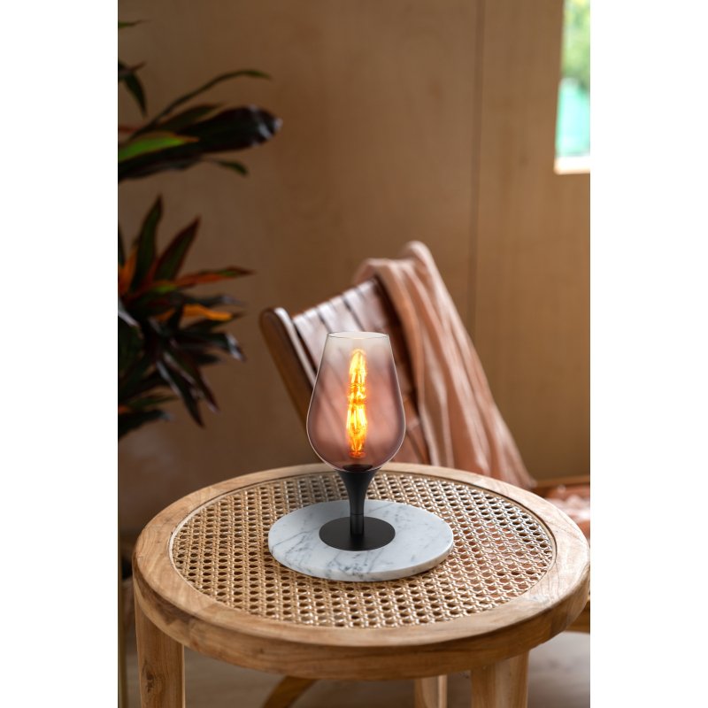lavus-15552t1-g28852-4 Lampă de masă din metal negru mat, sticlă de culoare cupru, gradient transparent, cablu textil negru, întrerupător pe cablu, ø: 150mm, H: 310mm, lungime cablu 1500mm, fără 1x E27 40W 230V - imagine 1