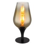 Lampă de masă din metal negru mat, sticlă aurie, gradient transparent, cablu textil negru, întrerupător pe cablu, ø: 150mm, H: 310mm, lungime cablu 1500mm, fără 1x E27 40W 230V