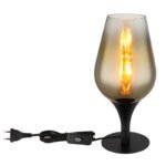 Lampă de masă din metal negru mat, sticlă aurie, gradient transparent, cablu textil negru, întrerupător pe cablu, ø: 150mm, H: 310mm, lungime cablu 1500mm, fără 1x E27 40W 230V - imagine 4