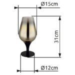 Lampă de masă din metal negru mat, sticlă aurie, gradient transparent, cablu textil negru, întrerupător pe cablu, ø: 150mm, H: 310mm, lungime cablu 1500mm, fără 1x E27 40W 230V - imagine 5