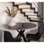 Lampă de masă din metal negru mat, sticlă cromată, gradient transparent, cablu textil negru, întrerupător pe cablu, ø: 150mm, H: 310mm, lungime cablu 1500mm, fără 1x E27 40W 230V - imagine 2