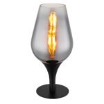 Lampă de masă din metal negru mat, sticlă cromată, gradient transparent, cablu textil negru, întrerupător pe cablu, ø: 150mm, H: 310mm, lungime cablu 1500mm, fără 1x E27 40W 230V