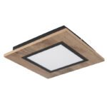 Plafonieră metal negru mat, MDF lemn optic închis, plastic alb, L x l x I: 300x300x45mm, incl. LED 12W 230V, 1400lm Sursă, 600lm Ieșire, 3000K - imagine 3