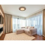 Plafonieră metal negru mat, MDF lemn optic închis, plastic alb, ø: 400mm, I: 45mm, incl. LED 15W 230V, 1700lm Sursă, 800lm Ieșire, 3000K - imagine 2