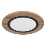 Plafonieră metal negru mat, MDF lemn optic închis, plastic alb, ø: 400mm, I: 45mm, incl. LED 15W 230V, 1700lm Sursă, 800lm Ieșire, 3000K - imagine 3