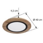 Plafonieră metal negru mat, MDF lemn optic închis, plastic alb, ø: 400mm, I: 45mm, incl. LED 15W 230V, 1700lm Sursă, 800lm Ieșire, 3000K - imagine 5