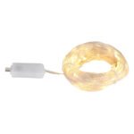 Bandă LED din plastic alb, plastic transparent, opal, comutator cu buton, fără adaptor, cu conexiune USB-C, 8 efecte luminoase comutabile, LxLxA: 10000x5x4mm, distanța dintre LED-uri 100mm, număr de becuri (luminițe) 100, incl. LED 0.06W 5V, 3000K