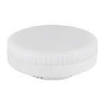 Bec LED plastic opal, plastic alb mat, aluminiu nichel mat, ø: 73mm, H: 26mm, incl. 1x GX53 LED 6W 230V, 400lm sursă, 400lm ieșire, 1800K