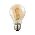 Bec LED, argintiu, sticla chihlimbar, filamente AGL, Ø60, V:106, 1xE27 LED 7W 230V, 630lm, 2200K.
