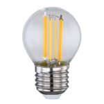 Bec LED, argintiu,metal, sticla transparenta, E27 ILLU, Ø 45, V: 72, E27 LED 6,5W 230V, 806lm, 2700K