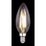 Bec LED, nichel mat, sticla transparenta, 2 buc la pachet, Ø35, H:98, 2xE14 LED 4W 230V, 400lm, 3000K. - imagine 2