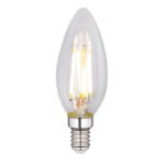 Bec LED, nichel mat, sticla transparenta, 2 buc la pachet, Ø35, H:98, 2xE14 LED 4W 230V, 400lm, 3000K.