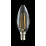 Bec LED, argintiu, sticla chihlimbar, forma lumanare, Ø35, H:98, 1xE14 LED 4W 230V, 350lm, 2200K. - imagine 2