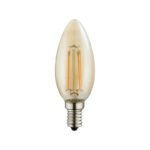 Bec LED, argintiu, sticla chihlimbar, forma lumanare, Ø35, H:98, 1xE14 LED 4W 230V, 350lm, 2200K.